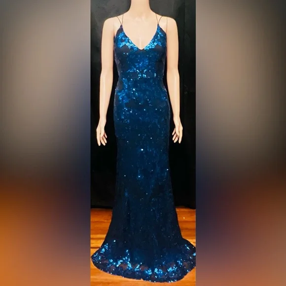 blue sequin dress windsor Blue Satin Prom Dresses Ruffle Off the Shoulder Formal Gown 24179 –  vigocouture main image 1